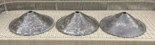 Set of 3 Vintage Industrial Metal Enamel Cone Pendant Shades Lovely Patination
