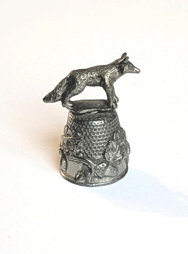 Pewter fox thimble miniature - thimble,