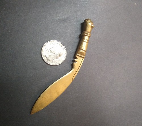 Kukri brass knife - brass, pendant