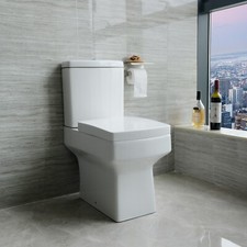 Bathroom Modern Close Coupled Toilet Pan Soft Close Seat Short Projection WC