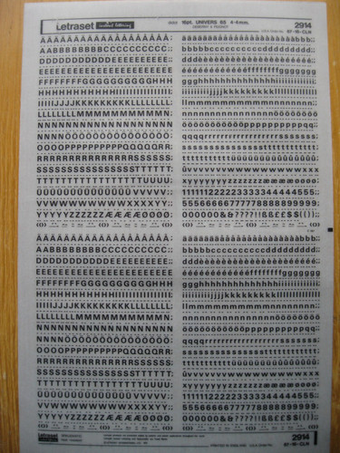 Letraset upp low num - , upp/low/num