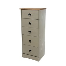 Grey Compact Corona 5 Drawer Narrow Chest