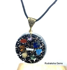 Orgone Black Tourmaline 7 chakra Pendant Orgonite Reiki Protective Necklace Real