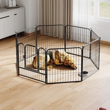 8 Panel Dog Playpen Metal Pet Pen Heavy Duty Indoor Outdoor Fence 60/100cm Black