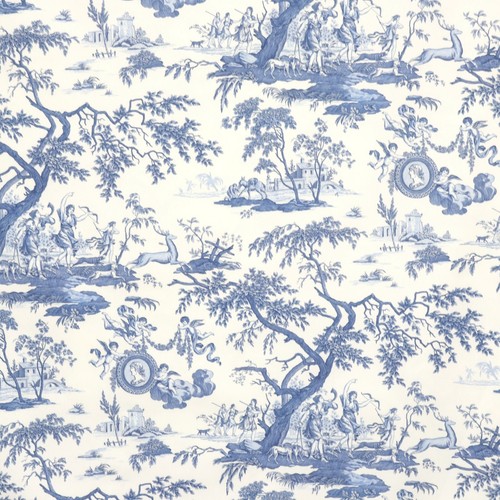 Cherubs toile blue - cherubs, white