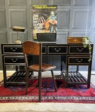 Antique Style Chinese Oriental Black Lacquered Custom Made Solid Wood Desk