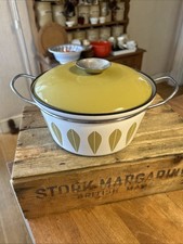 Vintage Cathrineholm Green & White Lotus Design Medium-Sized Pan - Great!