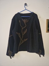 Covelo Boiled Wool Jacket 16 18 Embroidered Arty Boho Asymmetrical Boxy