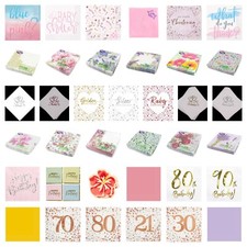 Party Napkins - All Occasions - Birthday, Anniversary, Baby Shower - £1.20-£3.25