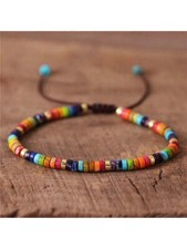 Fashion  Chakra Healing Crystal Beaded Adjustable Chord Wristband Bracelet 3001