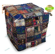 Indian vintage pouf ottoman - indian,