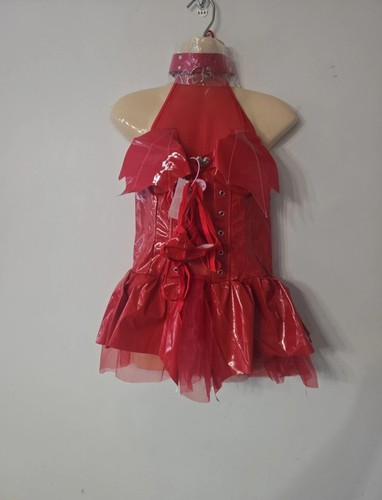 Red patent mesh corset - , batwing