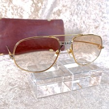 Vintage Cartier Sunglasses Eyeglasses Santos Gold Frame 58-18-140 wLeather Pouch
