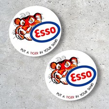 ESSO Put A Tiger In Your Tank classic Petrol Stickers | Decals ( PAIR ) White
