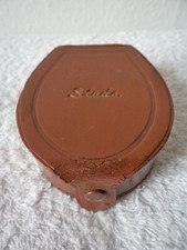 Vintage Brown Hide Leather Gentleman's Collar Stud & Cuff Link Box 9 x 7 x 3.5cm