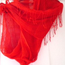 Hobbs Andrea Left Bank Scarf flame orange red silk blend textured shawl vgc