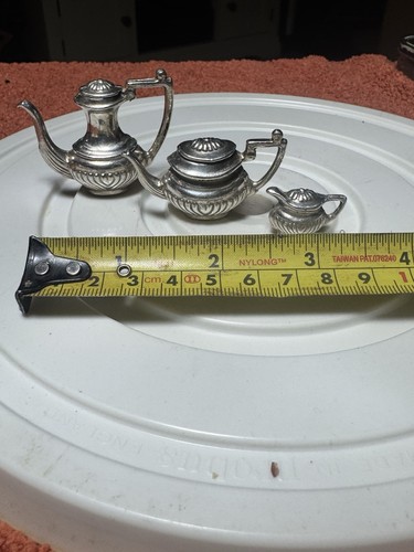 Three miniature tea pots - miniature,