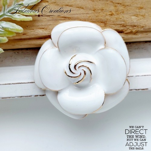 White camellia brooch vintage - brooch,