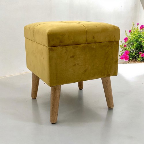 Yellow wooden storage trunk - wooden,