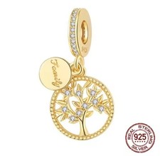 18k Gold Plated Sterling Silver Tree Of Life 'Family'  Charm + FREE BRACELET UK