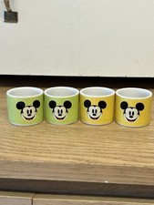 Mickey Mouse Disney x4 Egg Cups by Half Moon Bay 1995 Green/Yellow Rare Vintage