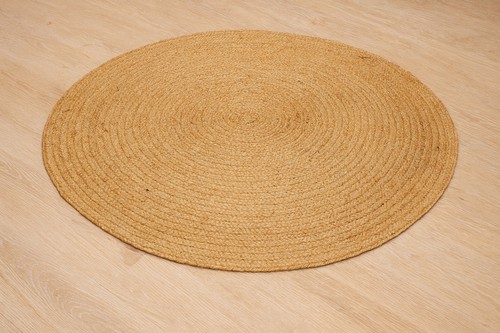 Jute rug round hand braided - rug,