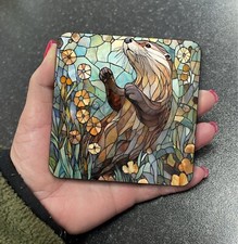 Neutral Decor Woodland Otter Stained Glass Effect Square Coaster Tea Gift N4
