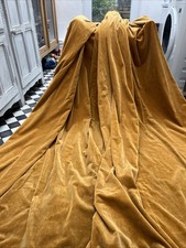 Vintage Cotton Velvet Curtains, Gold, Ochre  67" W x  88" L