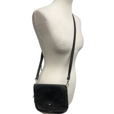 Vintage The Bridge Black Leather Crossbody Bag Minimalistic Design