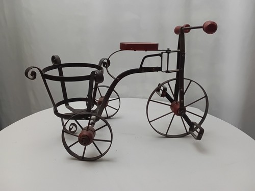 Vintage tricycle metal plant - metal,