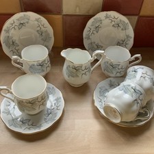 Royal Albert  SILVER MAPLE SET OF 5 COFFEE CUPS AND SAUCERS  + MILK JUG
