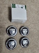 GENUINE JAGUAR BLACK ALLOY WHEEL CENTRE  CAP BADGES BLACK X 4