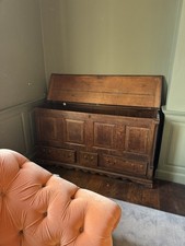 Antique Solid Oak Chest / Coffer with Drawers – Panelled Blanket Box Sideboard