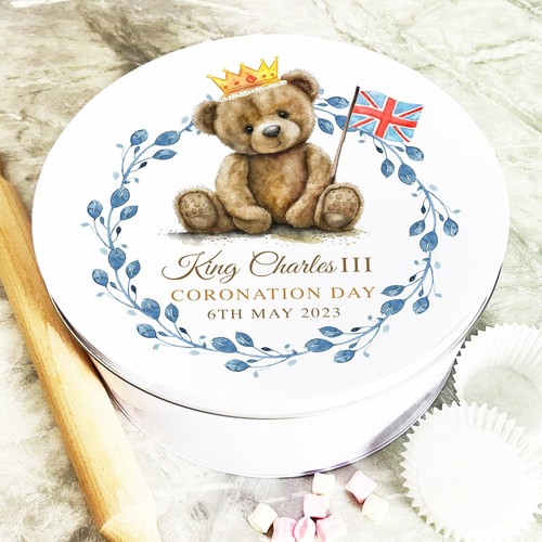 Round watercolour teddy bear - round,