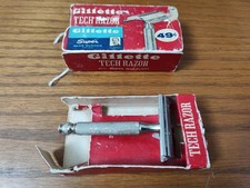 Vintage GILLETTE TECH RAZOR in Original Box Men's Shaving Fat Handle 1940s Blade