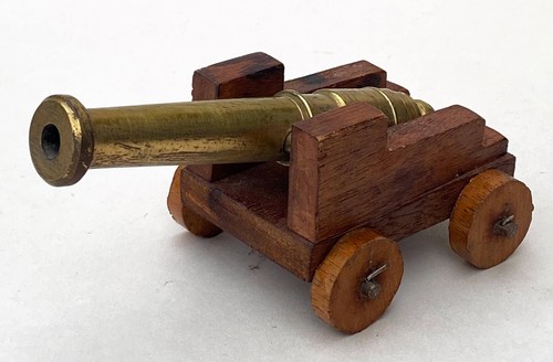 Vintage mini brass cannon - vintage,