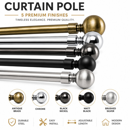 Extendable metal curtain - extendable, pole