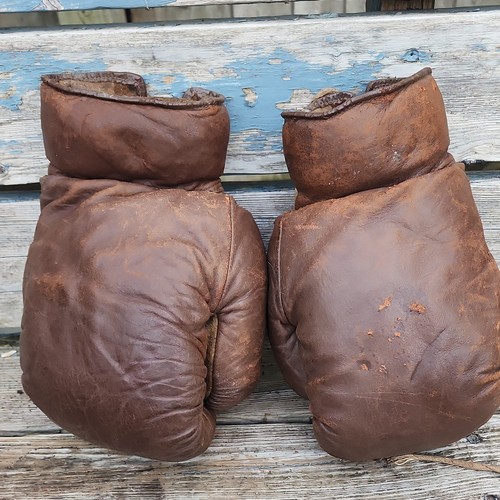 Vintage brown leather lace - leather, lace-up