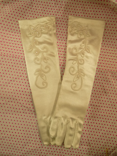 Long ivory satin embroidered - satin,