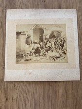 GENUINE  ANTIQUE PHOTO PEOPLE MENDING RICKSHAW