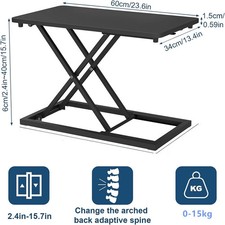 Stand Up Desk Converter Standing Sit Desk Workstation Adjustable Height Black UK