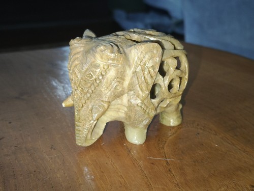 Hand carved soapstone elephant - soapstone,