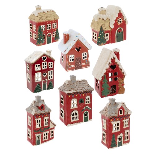 Village pottery tea light - village,