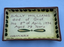 Watcombe Pottery Torquay Novelty Pin Tray - Christchurch Priory Epitaph
