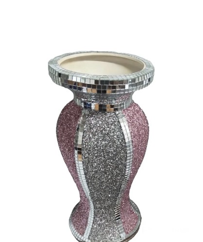 Pink silver vase mosaic - pink,