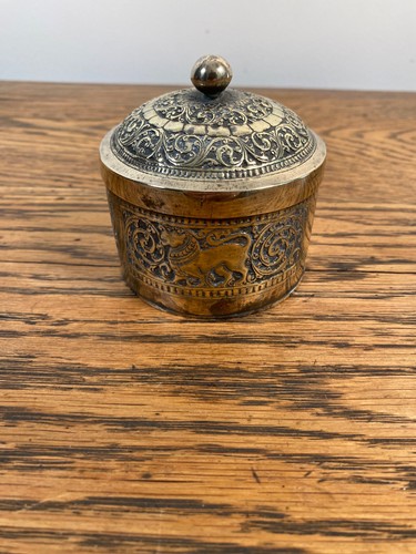 Antique indian brass lidded - indian,