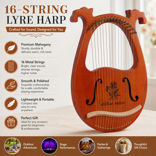 Tone lyre harp - harp, wooden