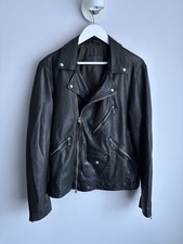 All Saints Mens HOLT Leather Biker Jacket MEDIUM M Black Bomber