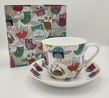 Large Breakfast Cup & Saucer Heritage Fine Bone China "Owls"