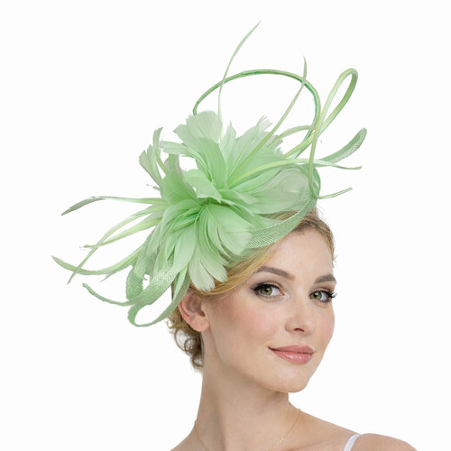 Flower feather fascinator with - flower,